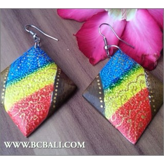 Earring Wooden Painted Handmade